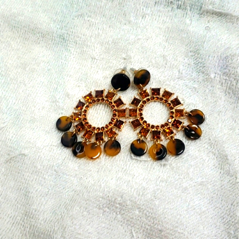 Shiney Rhinestone Marbel Earrings